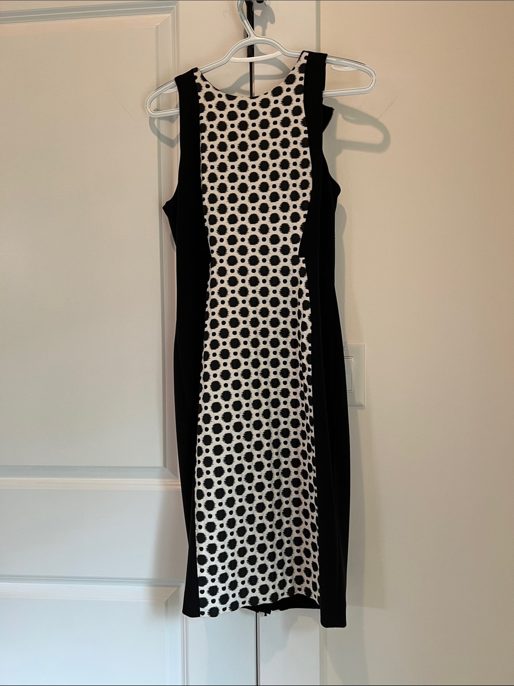 Adrianna Papell Black and White Polka Dot Midi Dress